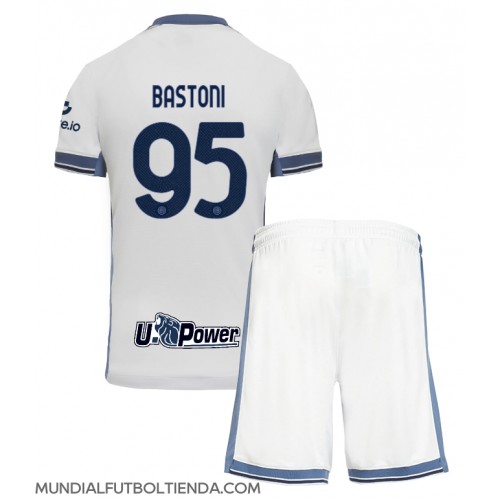 Camiseta Inter Milan Alessandro Bastoni #95 Segunda Equipación Replica 2024-25 para niños mangas cortas (+ Pantalones cortos)